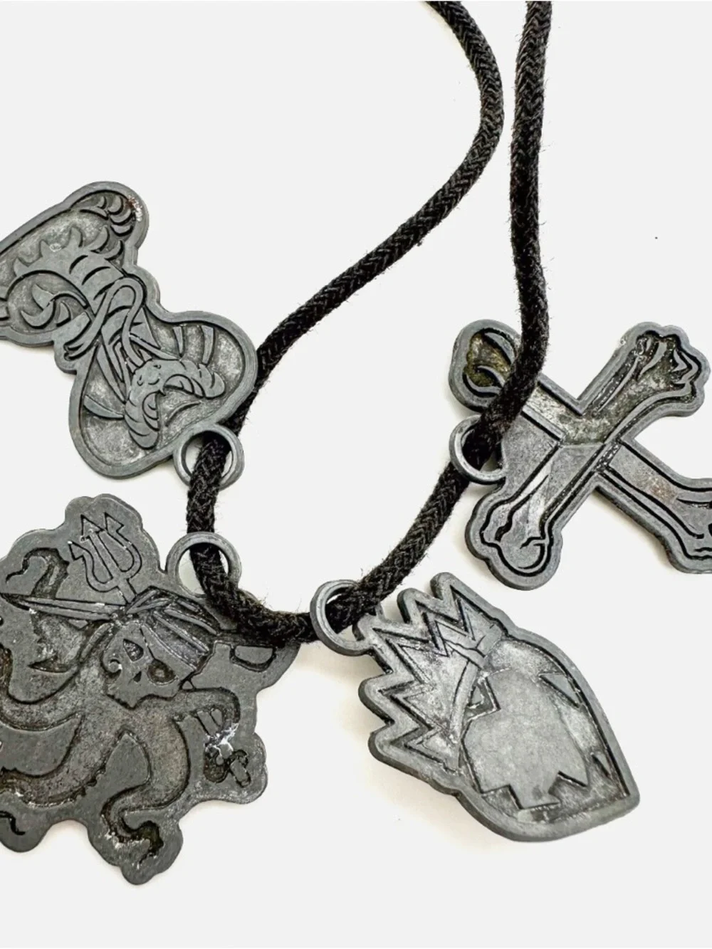 Black Cord Necklace with Metal Charms - Picture 5 of 11